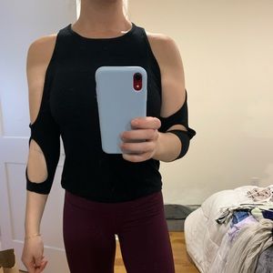 Black cut out sleeve top
